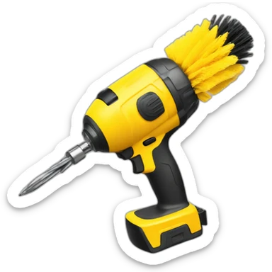 Yellow drill with attached drill brush sticker