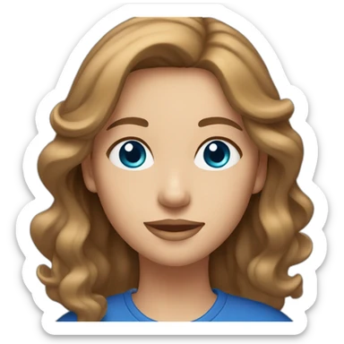 middle haired women light brown hair with light brown cap and blue eyes  sticker