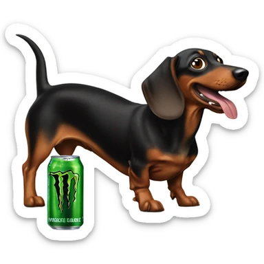 Wiener dog drinking monster energy  sticker