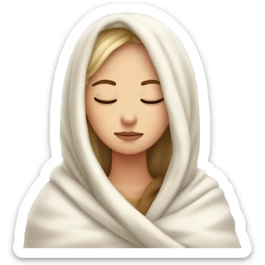 Cozy white girl wrapped in blanket with her eyes closed  sticker