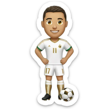Ronaldo with a gold Soccer and a gold boots sticker