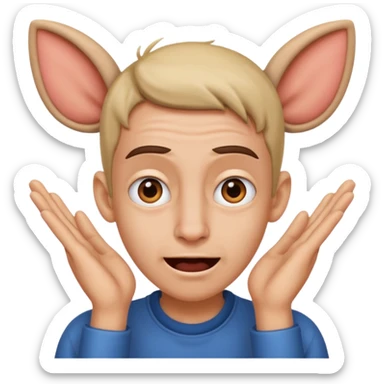 crazy face with hands nect to his ears sticker