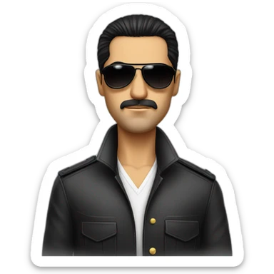 spanish mafia boss with sleek black hair and aviator sunglasses sticker