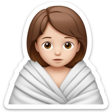 baby wrapped in blanket with brown hair sticker