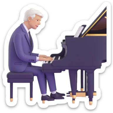 George Plimpton playing the piano sticker