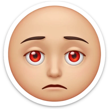 very tired with red-ish eyes. circle emoji sticker