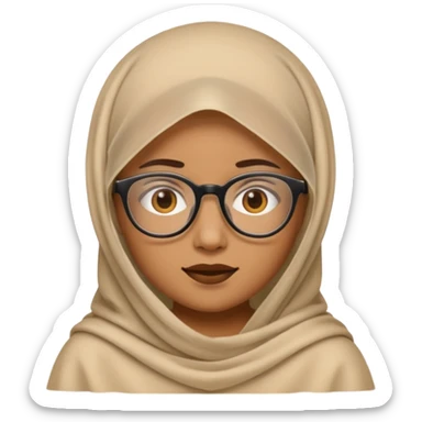 A veiled emoji wearing glasses sticker