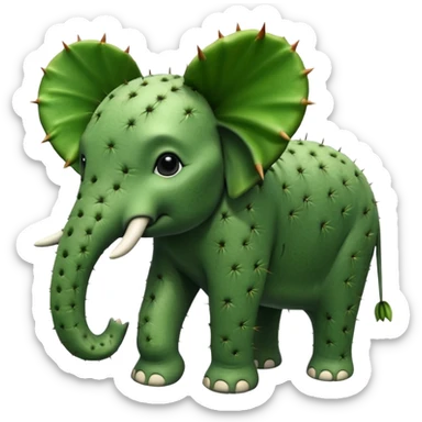 hybrid of an elephant and a cactus sticker