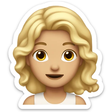 Girl with wavy blonde hair, slapping her face sticker