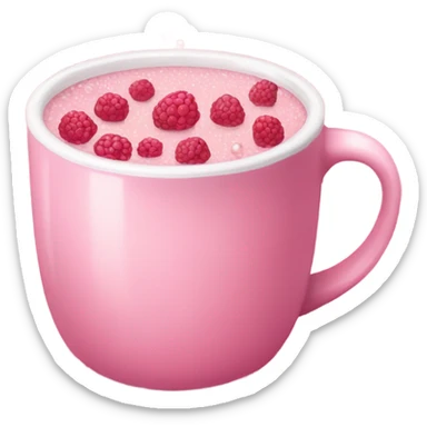 soft pink mug filled with steaming hot raspberry tea, decorated with blush pink pearl and sparkly embellishments (aesthetic, cute) sticker