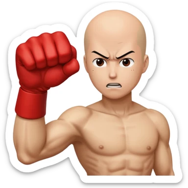 Angry Saitama with his red giant hand punching (just punch), no-face sticker