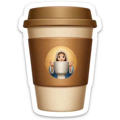 una mano con un bicchiere di carta con dipinto sopra l'ultima cena sticker