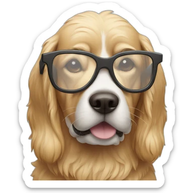 Dog with glasses on sticker