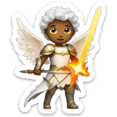 Angel with a flaming sword sticker