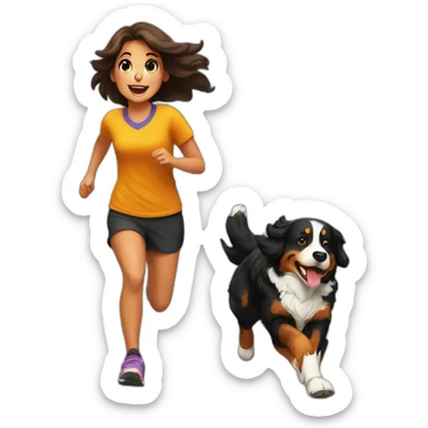 Bernese mountain dog running with girl sticker