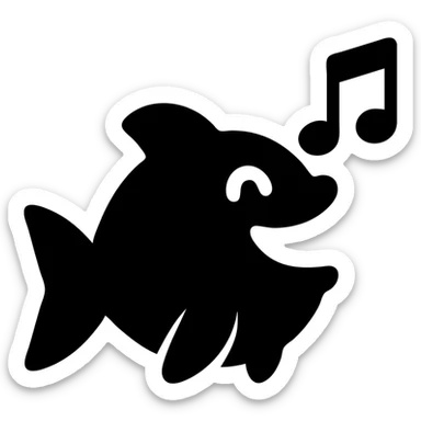 Playful singing fish, cheerful cartoon fish sticker