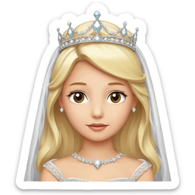 blonde bride silver diamond tiara and veil sticker