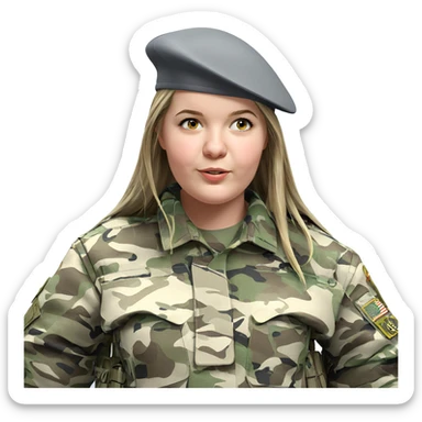 military girl in camouflage uniform sticker