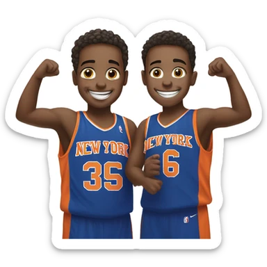 Two boys at a knicks basketball game happy sticker