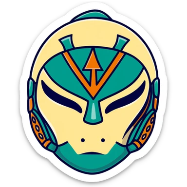 dark green, cream, and Carolina blue luchador mask sticker