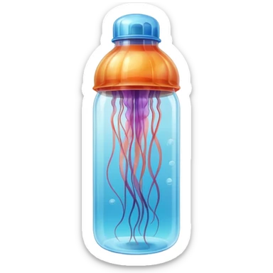 sea jellyfish, plastic bottle sticker
