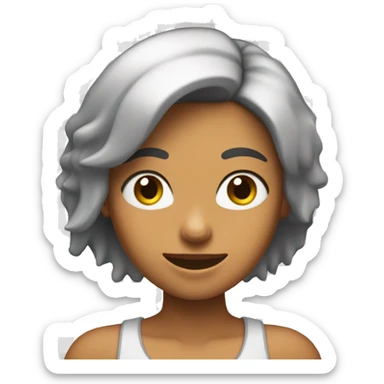 Chica con cabello negro de un lado, blanco del otro y dientes frontales separados  sticker