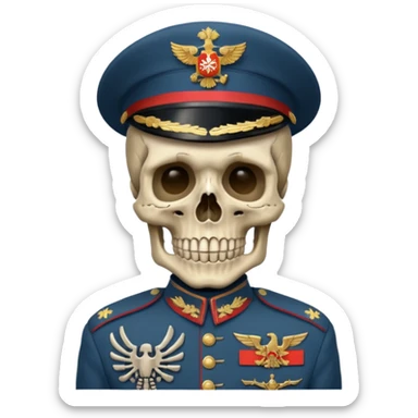 generate a realistic skeleton in a Russian military uniform sticker