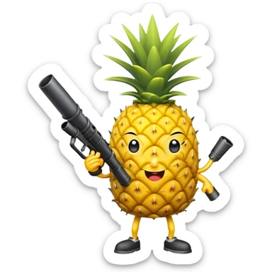Pineapple holding a bazooka emoji sticker