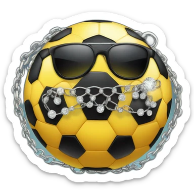 soccer ball emoji with shades on eyes and blingy chain on sticker