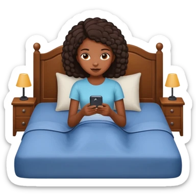 black girl texting on bed sticker