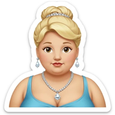 very obese rich blonde bun haired woman sticker