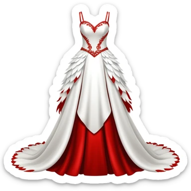 Hyper Realistic ornate Wedding dress displays  with feathers  sticker