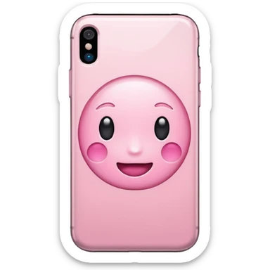 pastel pink iPhone, with a shiny finish, iOS Apple emoji style sticker