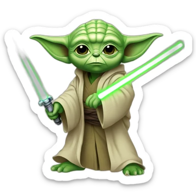 Yoda with a lightsaber sticker