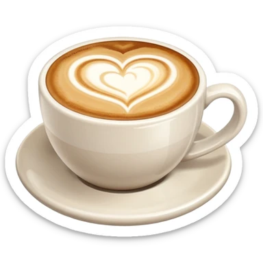 coffee cup with a latte art heart sticker