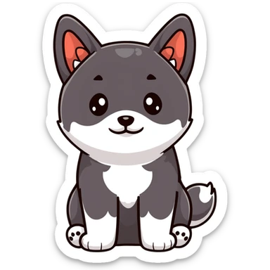 adorable black Shiba Inu puppy with big eyes sticker