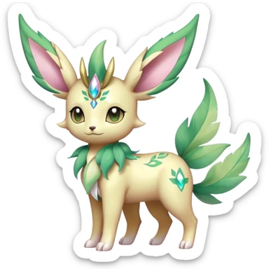 Shiny Cool Sparkly Cute Ethereal Leafeon-Sylveon-Fakemon-hybrid-fusion- full body sticker