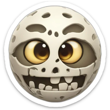 3d sphere with a cartoon Skeleton skin texture with big feminine eyes sticker