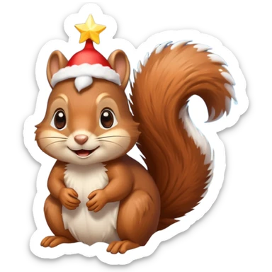 squirrel poking its head out of snow hill with christmas lights wrapped around head sticker
