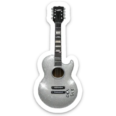 Silver sparkly guitar sticker