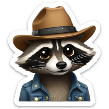 raccoon in a cowboy hat sticker