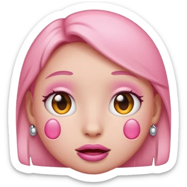 Pink emoji with piercings sticker