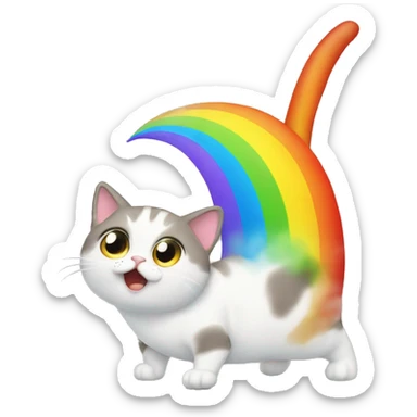 Cat Farting rainbow sticker