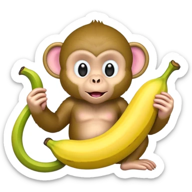 Banana Monkey Green Pink Yellow sticker