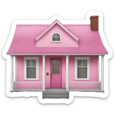 Pink realistic home with front porch sticker