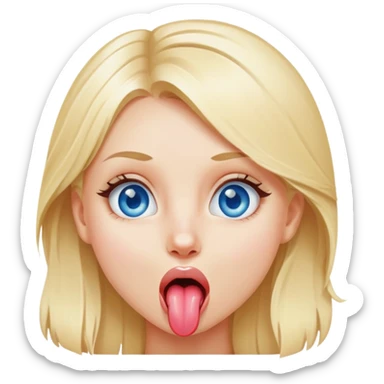 blonde blue eyed girl sticking long tongue out sticker