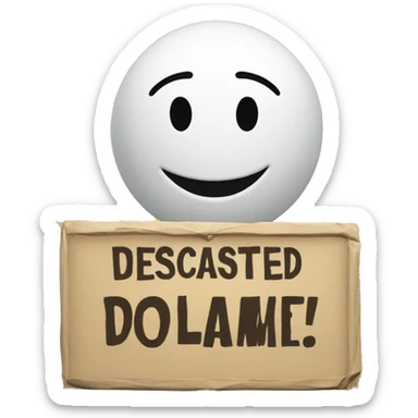 smily holds up a sign says "Discussed!" sticker