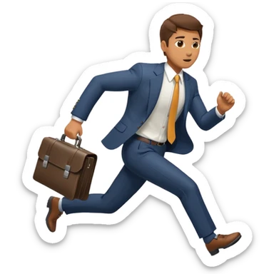 man in suit running with briefcase sticker