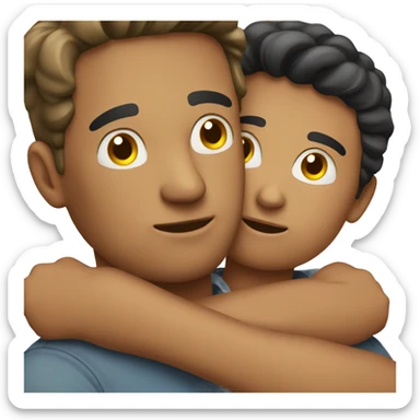 Create a teen boy hugging a dad sticker