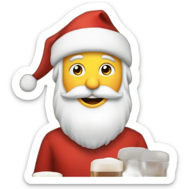 Père Noël qui boit de la bière avec des enfants sticker